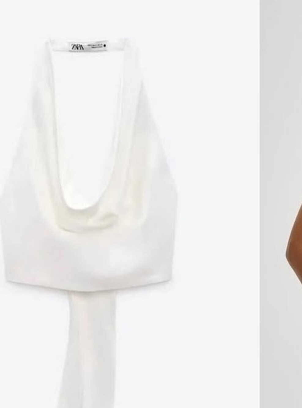 Zara Beige Draped Halter Top